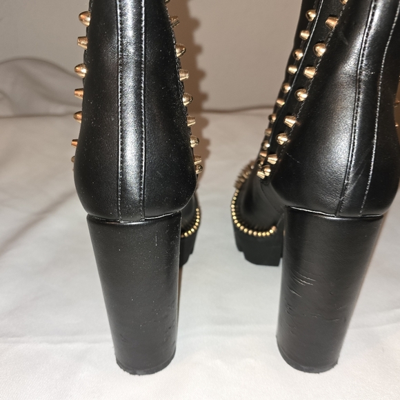 EGO Domino Gold Stud Black Platform Boots - Picture 15 of 16